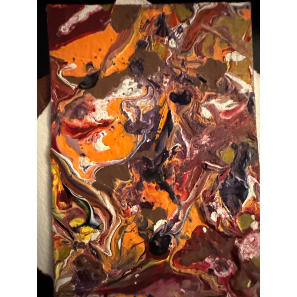 Jeff Tabor “Abundance” 2021 Original Abstract Acrylic Painting Shadow Box 4x4 - Picture 4 of 5